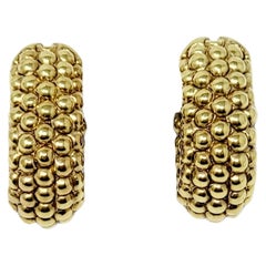 Créoles en forme de U en or jaune 18 carats et perles Luci en forme de feuille
