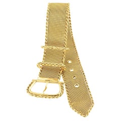 Vintage Mesh Yellow Gold Strap Buckle Bracelet