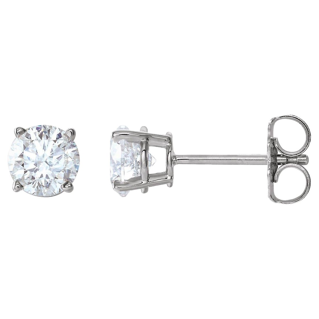 1.00ctw Diamond Stud Earrings, 14k White Gold, E-F Color & I-1 Clarity For Sale