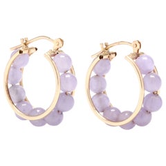 14Y Lavender Jade Huggie Hoops