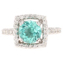 Bague en or blanc 18 carats avec diamants et apatite de 2,95 carats