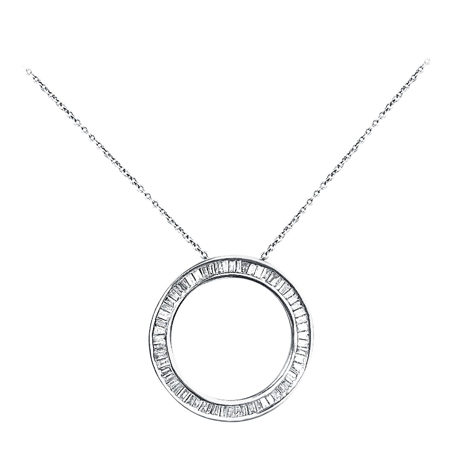 Pendentif circulaire en diamant taille baguette en vente