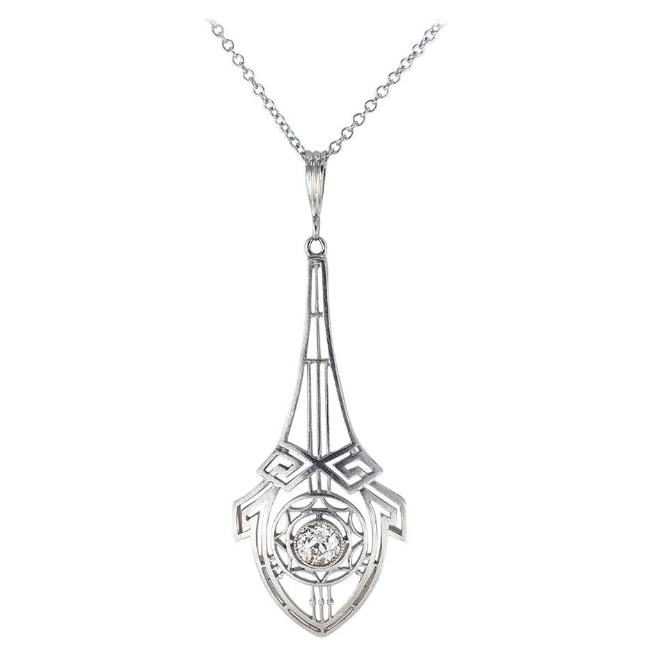 Edwardian Diamond Platinum Lavalier Necklace