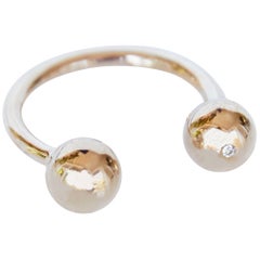 Ring Ball White Diamond Cocktail Ring Bronze Adjustable J Dauphin