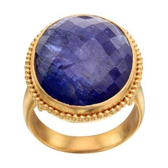 Steven Battelle 24.2 Carats Rose-Cut Tanzanite 22K Gold Ring