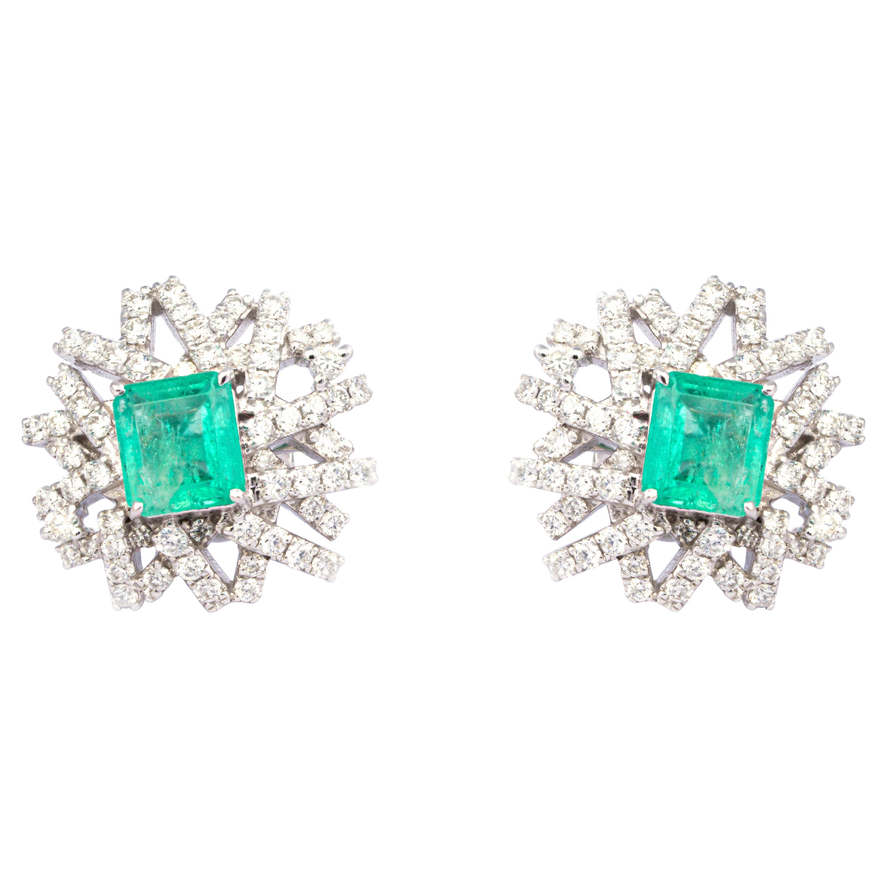 Cabochon Emerald Ruby Diamond Gold Earrings For Sale at 1stDibs
