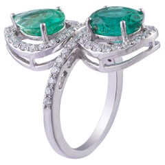 14k gold 0.70cts Diamond 3.03cts Emerald Ring