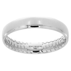 Albino Crocodile Band in 18ct White Gold with Crocodile Skin Filigree