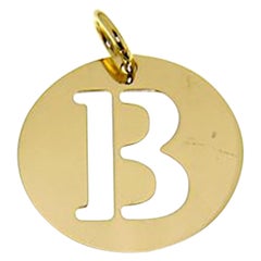 Alphabet Letter B 18k Yellow Gold Chain Pendant