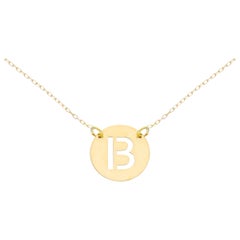 Alphabet Letter B 18k Gold Chain Pendant
