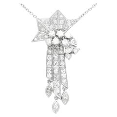 Vintage Art Deco 1.10 Carat Diamond and Palladium Tassel Pendant, Circa 1935