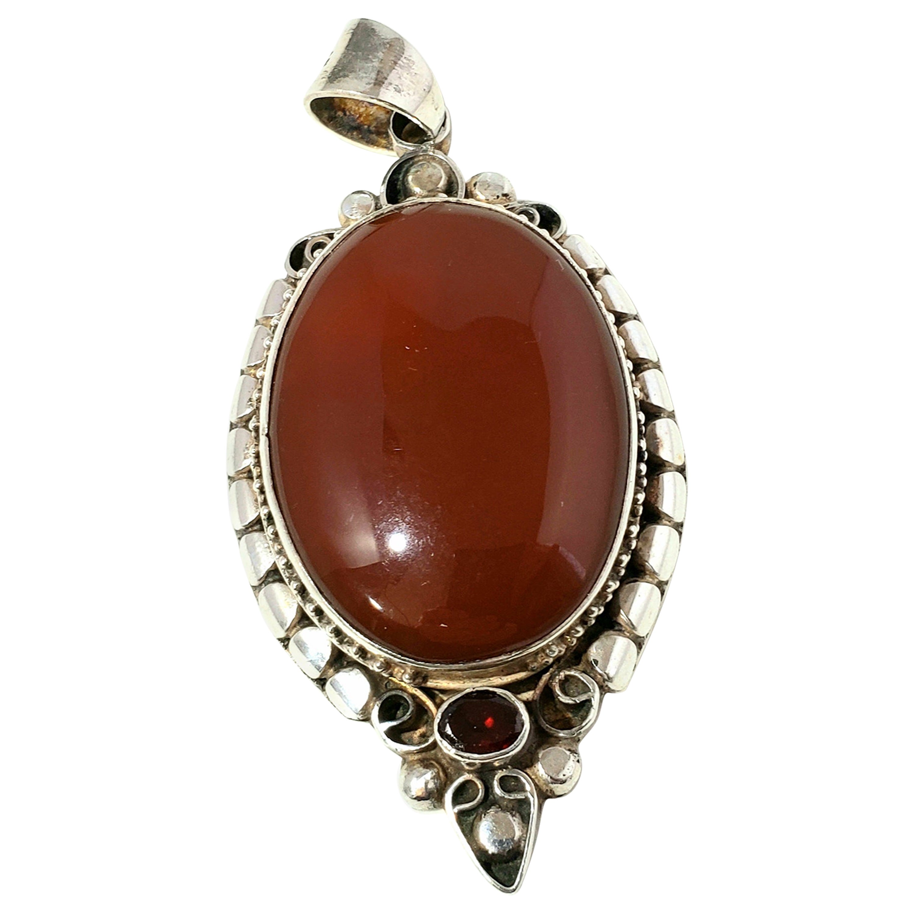 Lex & Lu Sterling Silver w/Rhodium Garnet & Diamond Pendant LAL23646 Lex & Lu Sterling Silver w/Rhodium Garnet & Diamond Pendant LAL23646