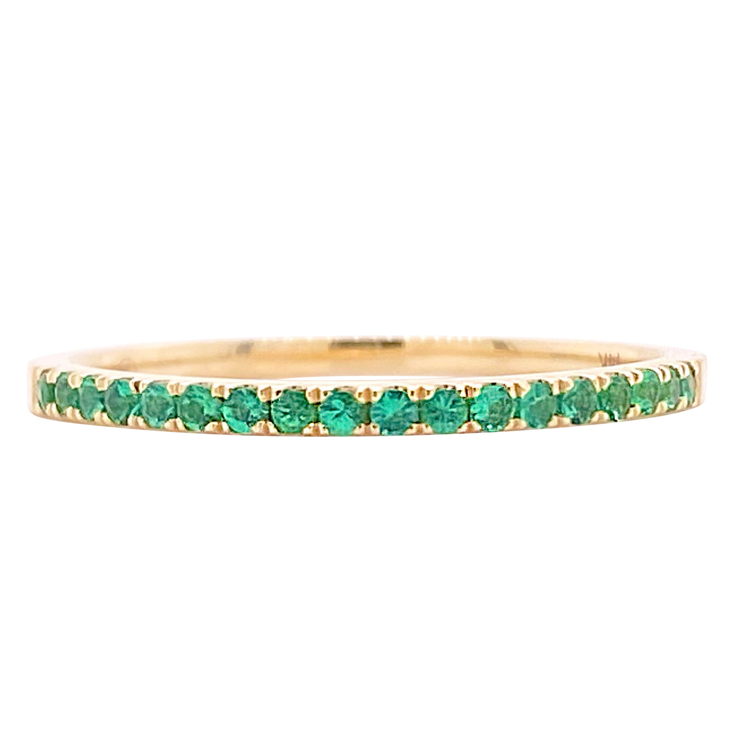 Emerald Band with Hidden Diamond Ring, Yellow Gold For Sale