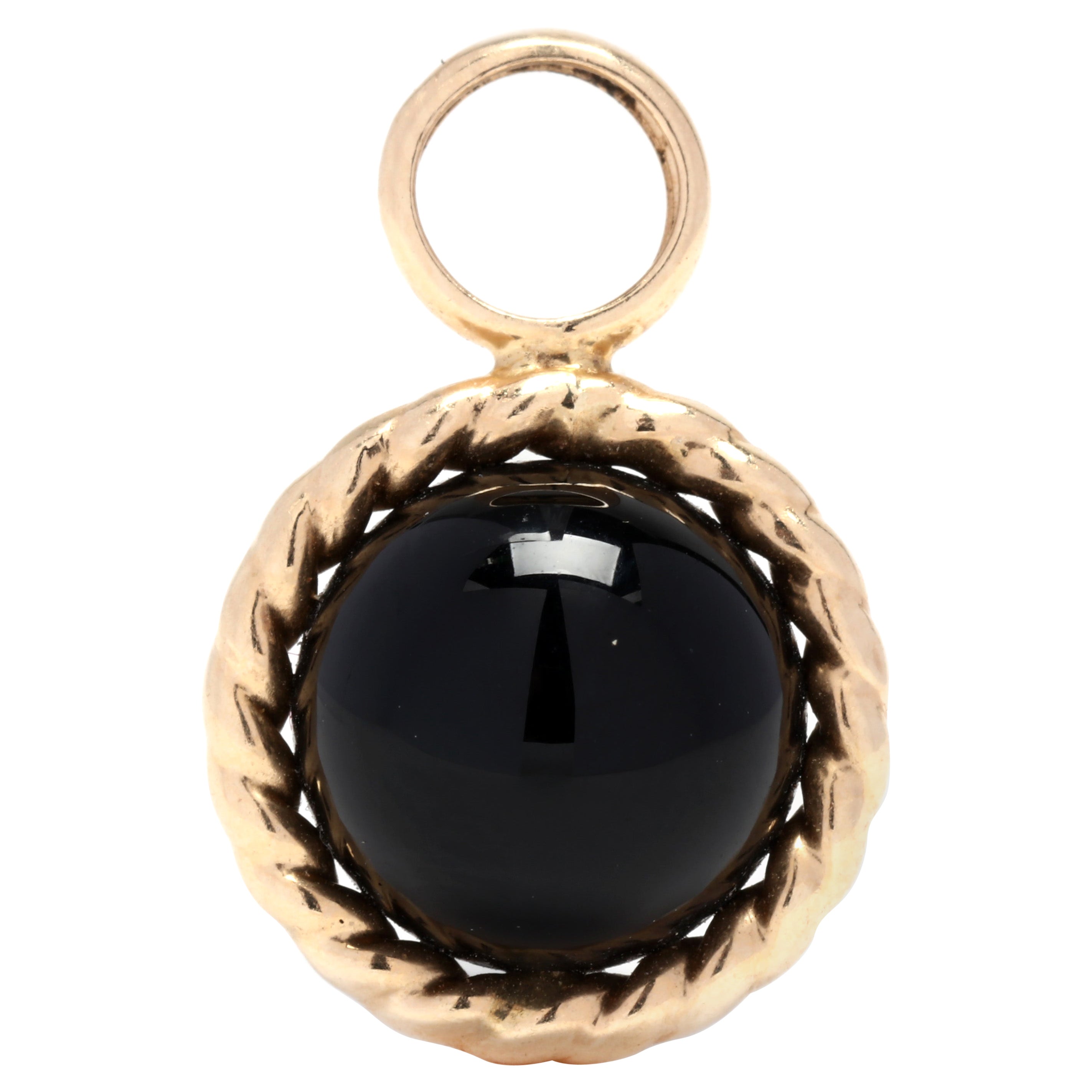 14KT Gold & Black Onyx Bead Pendant with Rope Border