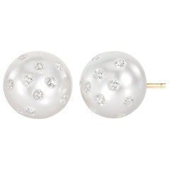 Russell Trusso Weißer Diamant eingebettet Süßwasserperlen Ohrstecker
