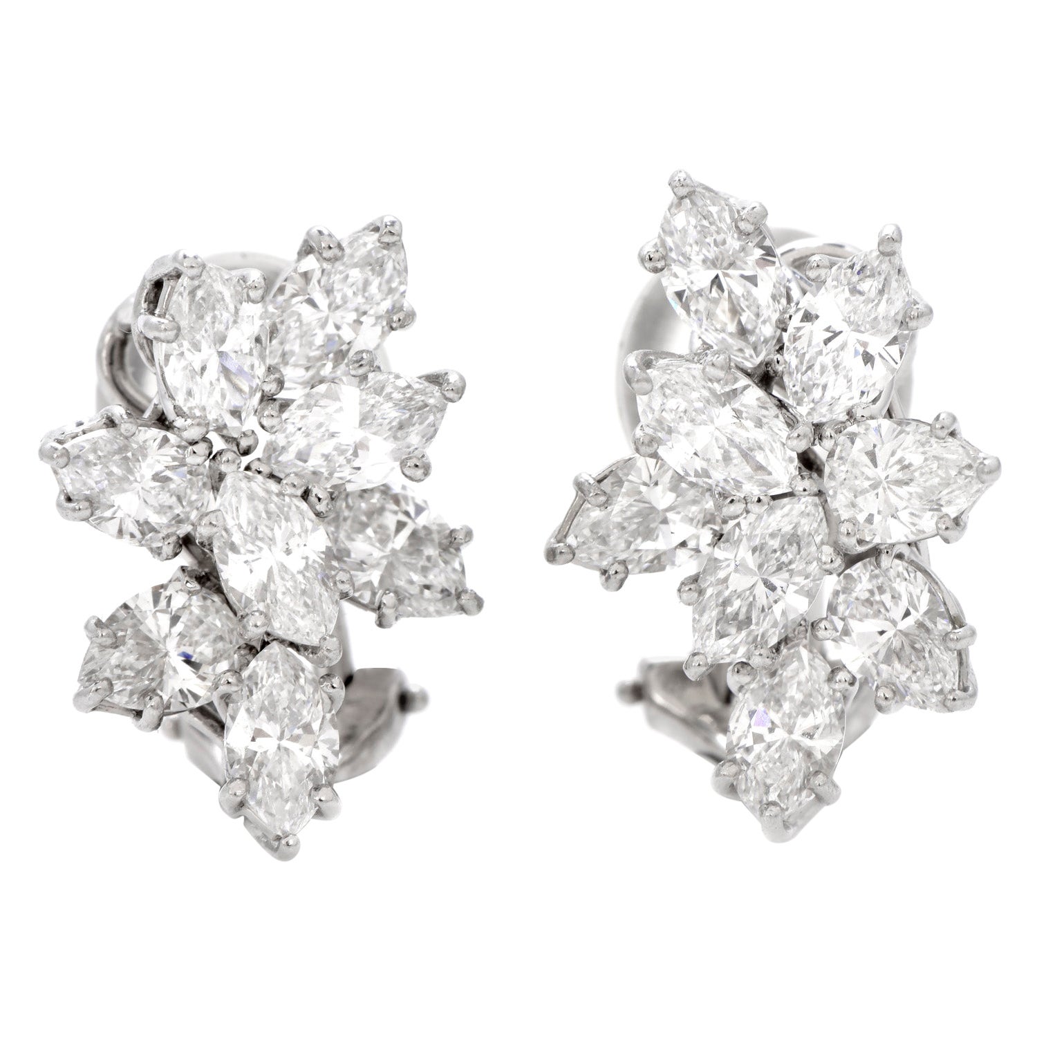 Tiffany & Co. Diamond Platinum Designer Clip on Earrings