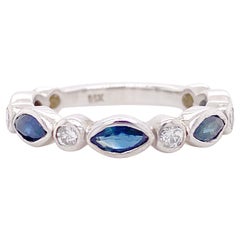 Diamant-Saphir-Band, handgefertigter Lünette Ehering, Jahrestag-Ring