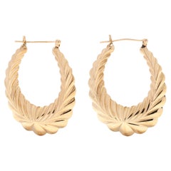 14KT Yellow Gold Large Tapered Wreath Hoop Earrings