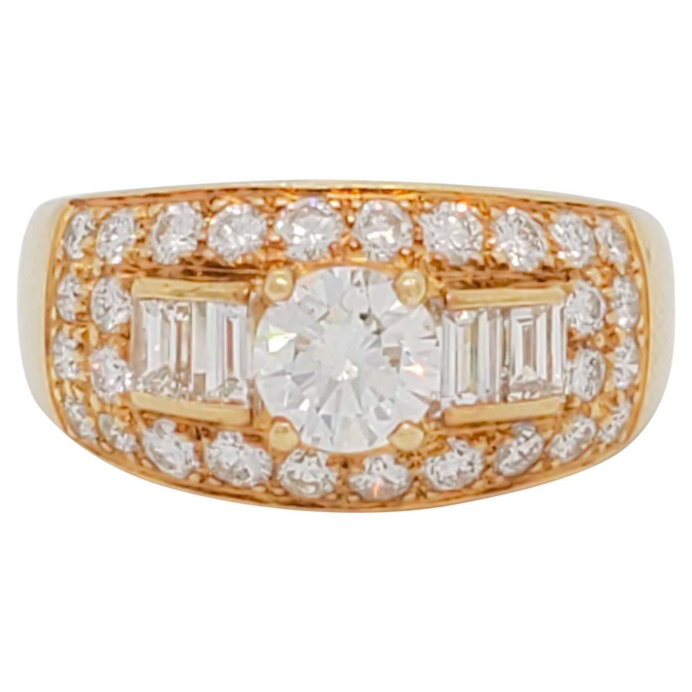 Estate Bulgari White Diamond Ring in 18k Yellow Gold