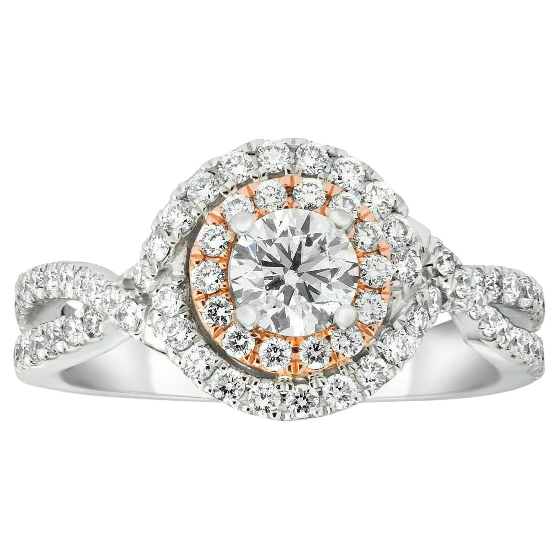 LeVian 14K White Gold Round Chocolate Brown Diamond Bridal Wedding Halo Ring