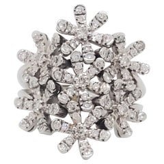 Estate Raima White Diamond Floral Cluster Design Ring in 18k White Gold