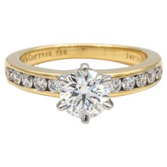 Tiffany & Co. Round Diamond Engagement Ring Channel Set 1.29 Cts. 18K Yellow PLT