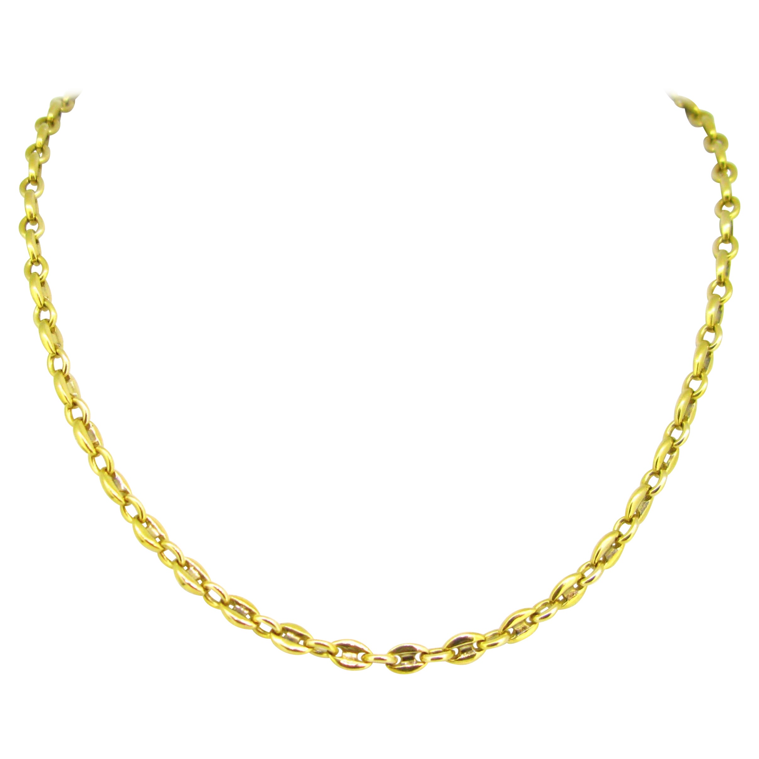 Cartier Grain de Café Link 18kt yellow Gold Chain Necklace, 21in, France, c 1970