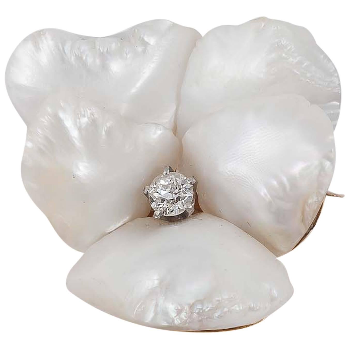 Pearl Pansy Brooch For Sale