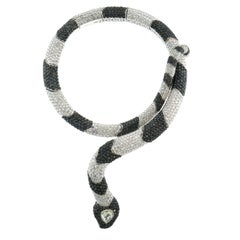De Grisogono 18K White Gold White & Black Diamond Snake Necklace