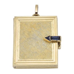 Retro Book Locket Sapphire Arrow