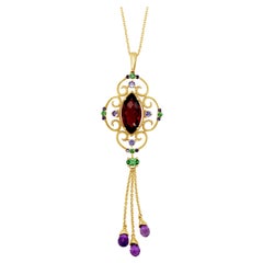 LeVian 14K Yellow Gold Garnet, Amethyst, Multicolor Gemstone Pendant Necklace