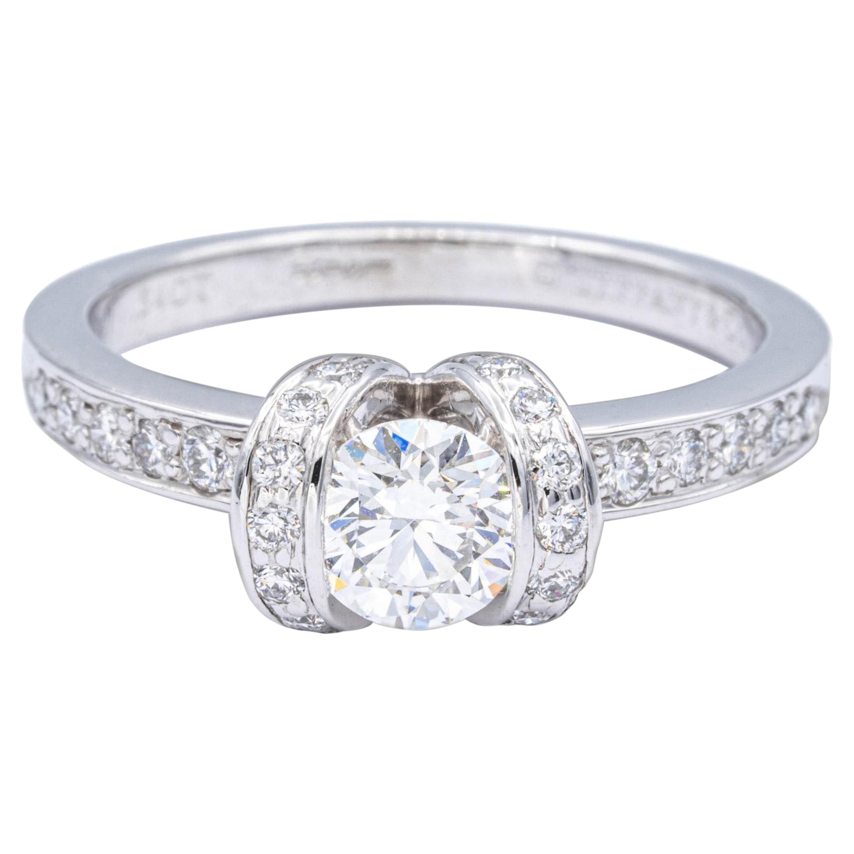 Tiffany & Co. Ribbon Platinum Diamond Engagement Ring 0.90 Ct TW Round Cut