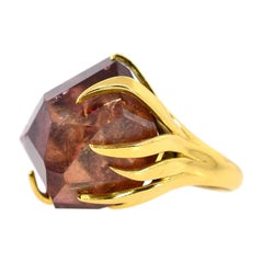 Vintage Raw Cut Citrine Gold Ring