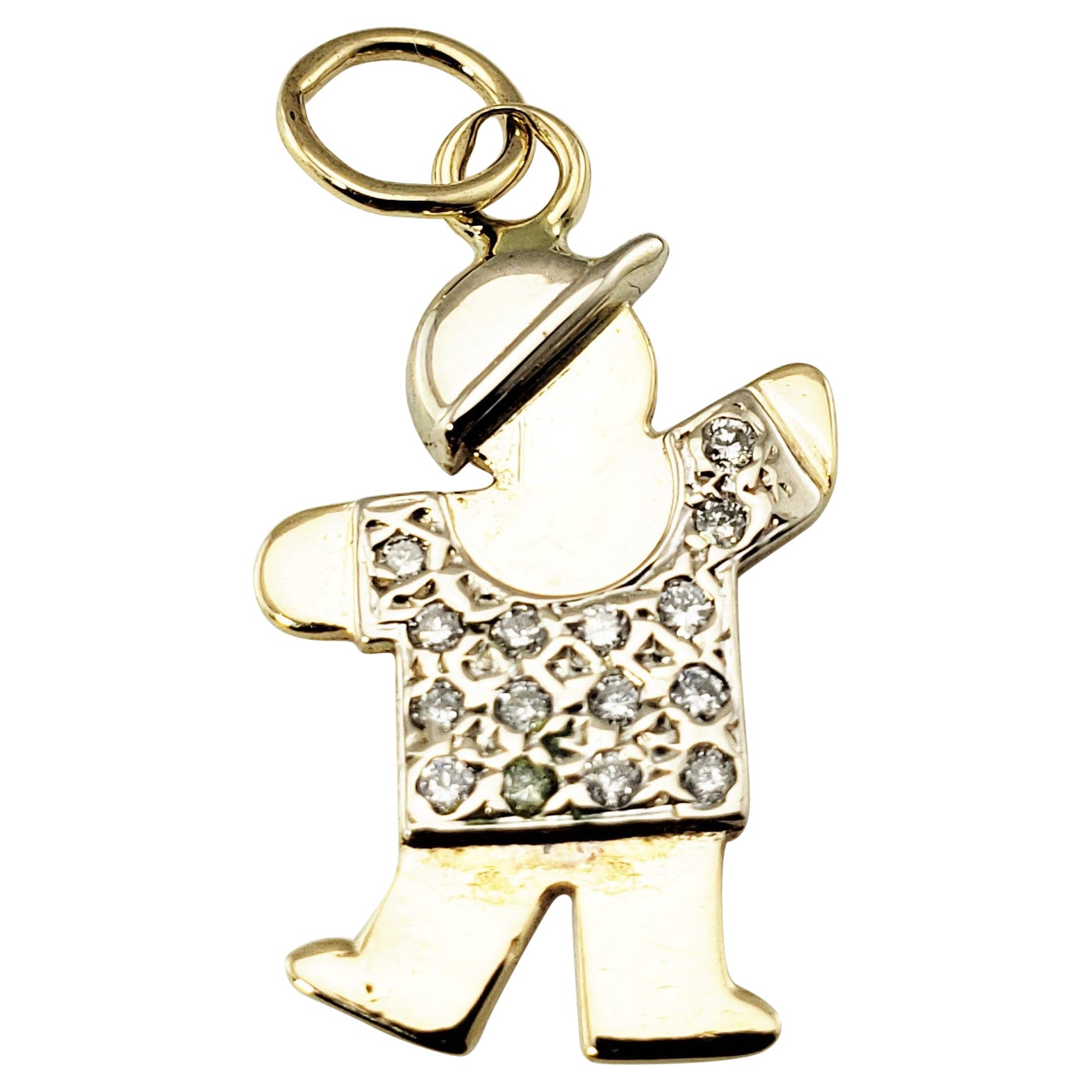 14 Karat Yellow Gold and Diamond Boy Charm For Sale