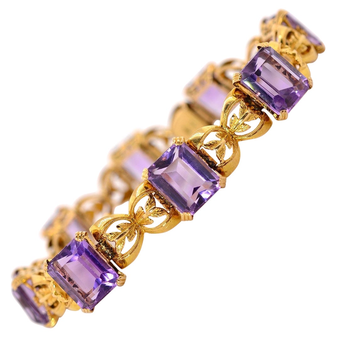 Amethyst Diamond Gold Bracelet For Sale at 1stDibs