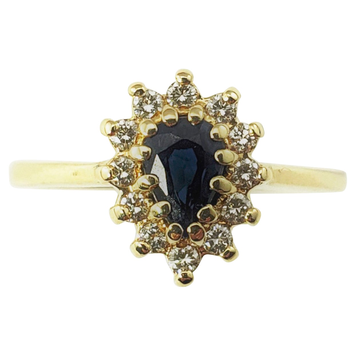 Ring aus 14 Karat Gelbgold mit natürlichem Saphir und Diamant