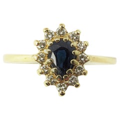 Vintage 14 Karat Yellow Gold Natural Sapphire and Diamond Ring