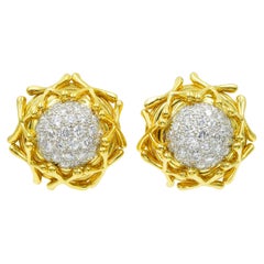 Tiffany & Co. Boucles d'oreilles à clip en diamant Jean Shlumberger en or jaune 18 carats