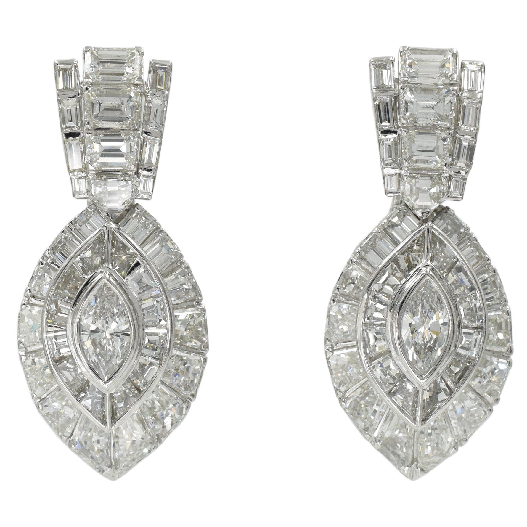 David Morris Diamond Earrings in White Gold For Sale