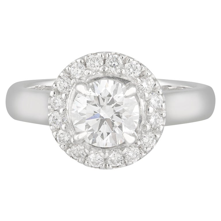 Handmade 18ct White Gold 4 claw Diamond Halo Engagement Ring 'GIA Cert ...