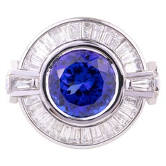 Handmade Tanzanite and Diamond Art Deco Style Dress Ring