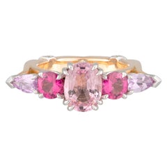 Handmade 18ct Rose/White Gold Spinel, Tourmaline, Sapphire & Diamond Gatsby Ring