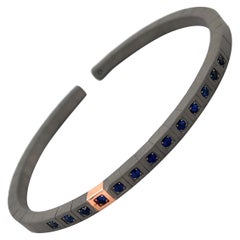 Men's Titanium Round Blue Sapphires Modern Bracelet