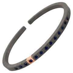 Herren Titanium Rund Blaue Saphire Modernes Armband