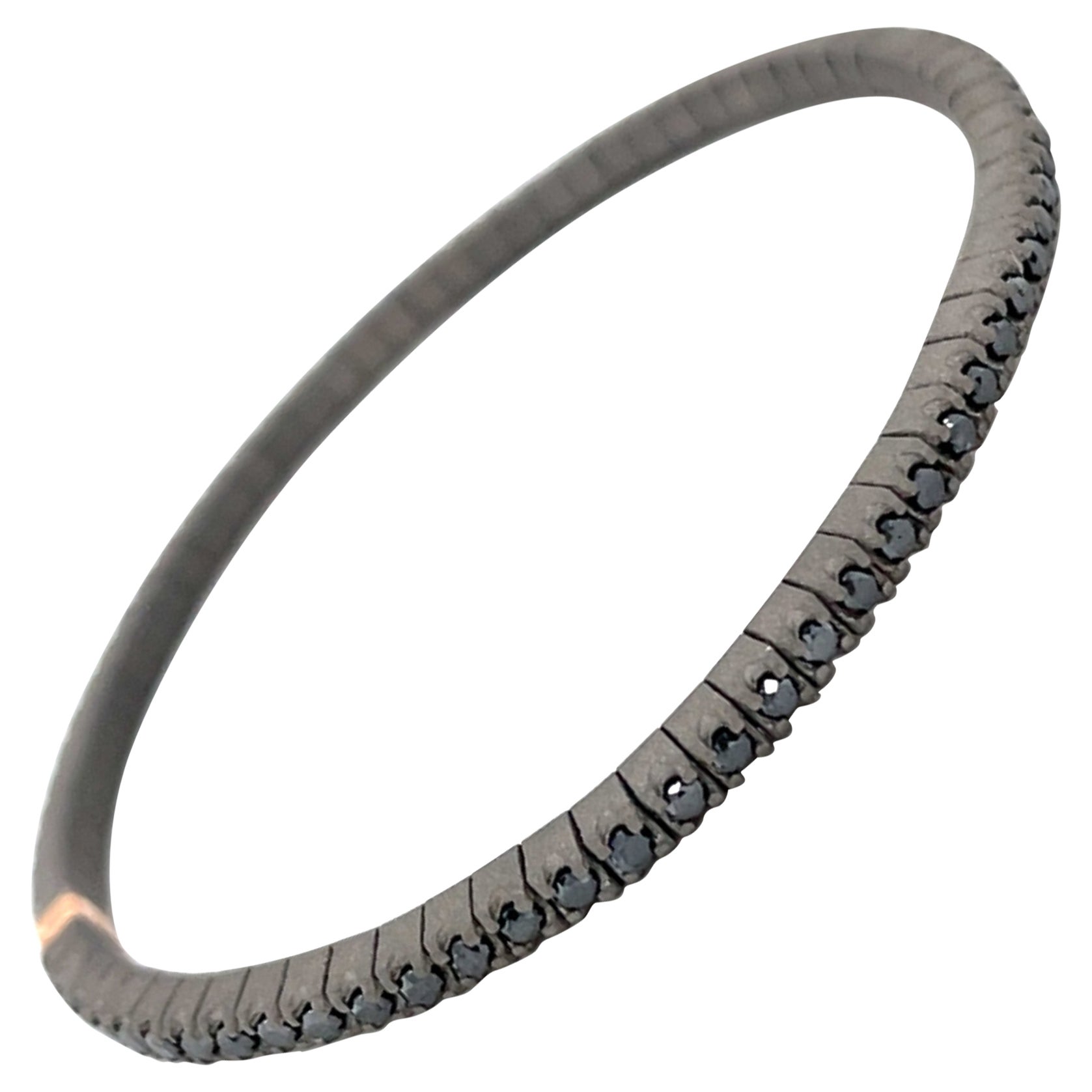 Men's Titanium Rose Gold Black Diamonds Bracelet