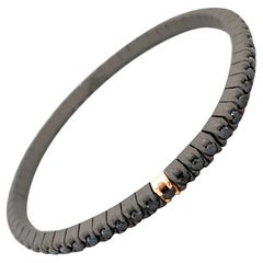 Bracciale da uomo in titanio oro rosa con diamanti neri