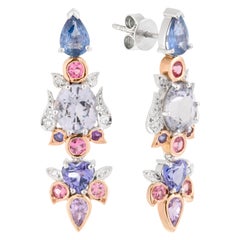 2 in 1 Earrings with Spinels, Sapphires, Tanzanites and Diamonds