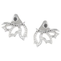 2 in 1 White/Black Diamond Angel Wing Earrings with Removable Studs