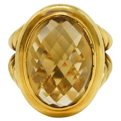 David Yurman Citrine 18 Karat Gold Gemstone Ring