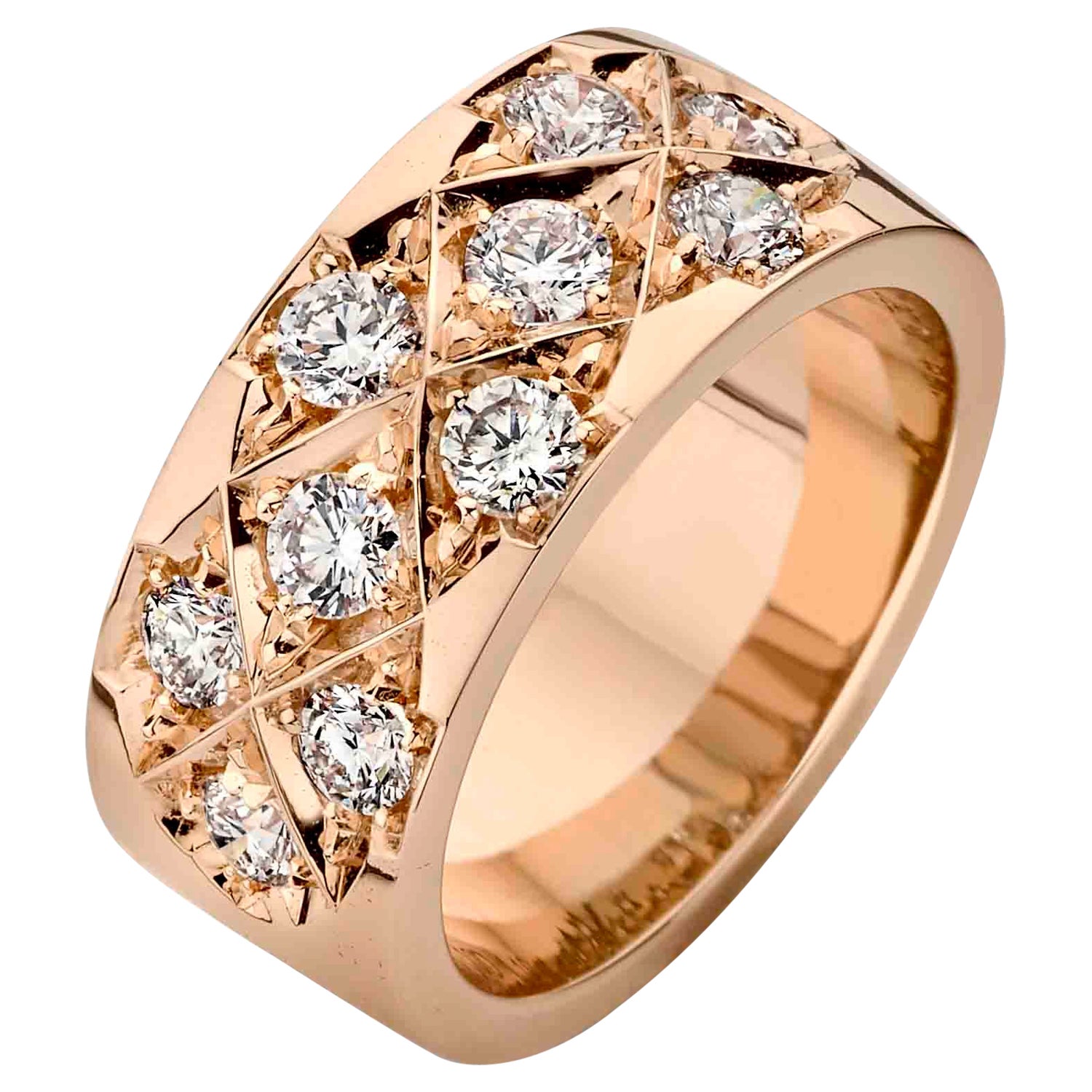 18 Kt Rose Gold 0.6 Carat Collection Grade Diamond Wedding Ring by Jochen Leën For Sale